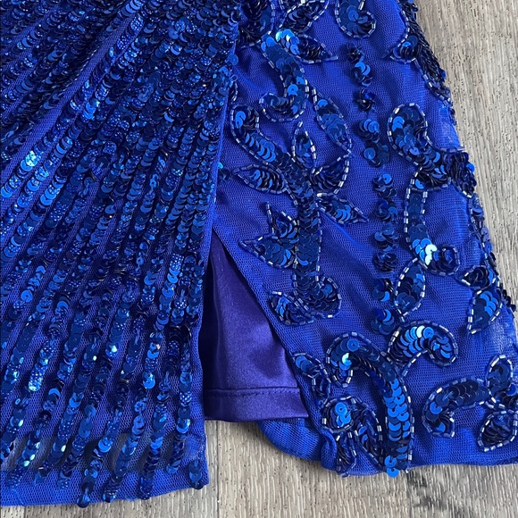 Primavera Couture Royal Blue Sequin Mini Dress - Picture 3 of 12